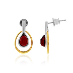 Boucles d'oreilles en argent et Ambre rouge de Colombie