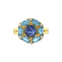 Bague en argent et Saphir étoilé bleu