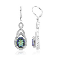 Boucles d'oreilles en argent et Quartz mystique bleu