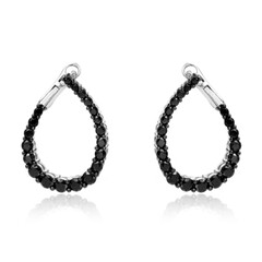Boucles d'oreilles en argent et Spinelle noir