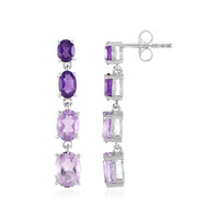 Boucles d'oreilles en argent et Améthyste Rose de France
