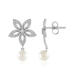 Boucles d'oreilles en argent et Perle blanche de culture d'eau douce