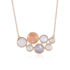 Collier en argent et Pierre de lune pêche (KM by Juwelo)