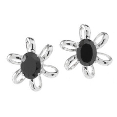 Boucles d'oreilles en argent et Spinelle noir