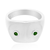 Bague pour homme en argent et Diopside de Russie