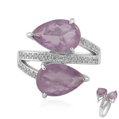 Bague en argent et Quartz pourpre pastel