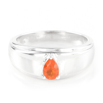 Bague pour homme en argent et Opale de feu impériale du Jalisco