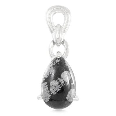 Pendentif en argent et Obsidienne Flocon-de-Neige