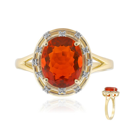 Bague en or et Opale de feu mexicaine AAA