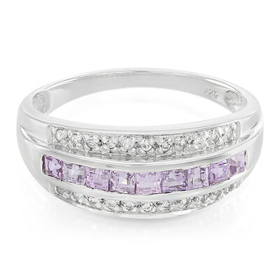 Bague en argent et Saphir pourpre de Ceylan non chauffé