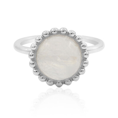 Bague en argent et Pierre de Lune arc-en-ciel