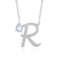 Collier en argent et Pierre de Lune arc-en-ciel