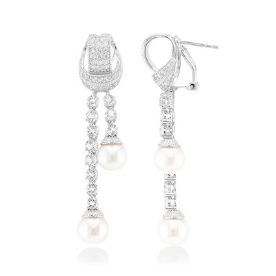 Boucles d'oreilles en argent et Perle blanche de culture d'eau douce