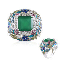 Bague en argent et Onyx vert (Adela Silber)