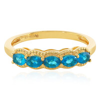Bague en argent et Apatite bleu néon