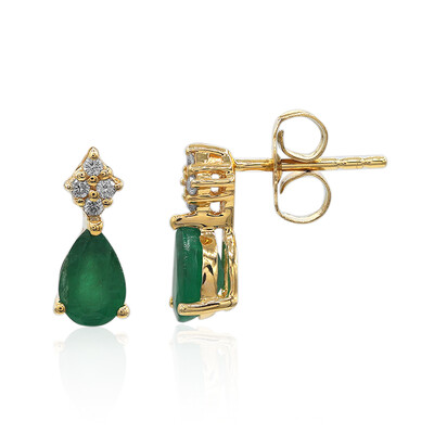 Boucles d'oreilles en or et Emeraude de Zambie AAA