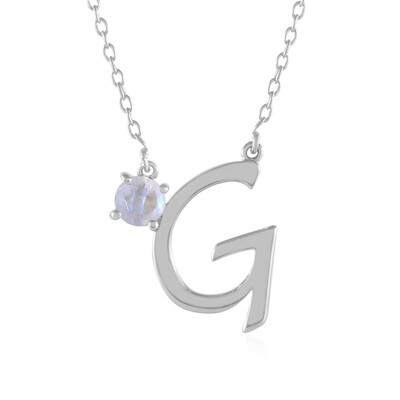 Collier en argent et Pierre de Lune arc-en-ciel