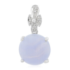 Pendentif en argent et Agate zonée bleue