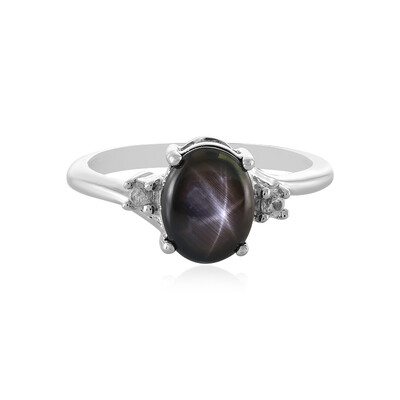 Bague en argent et Saphir étoilé noir