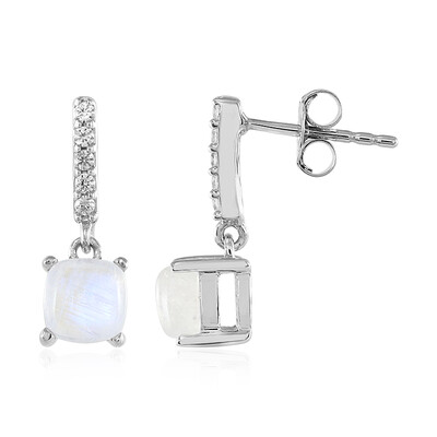Boucles d'oreilles en argent et Pierre de Lune arc-en-ciel