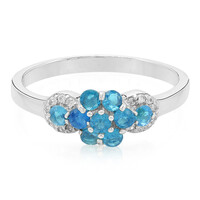 Bague en argent et Apatite bleu néon