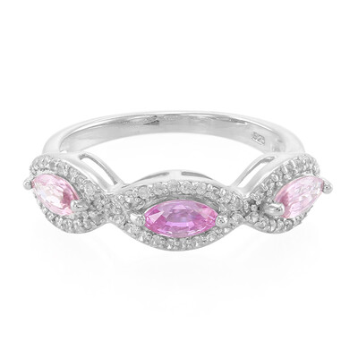 Bague en argent et Saphir parme