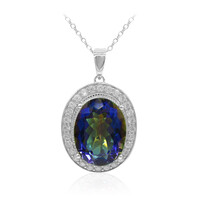 Collier en argent et Quartz mystique bleu