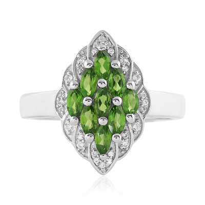 Bague en argent et Diopside de Russie