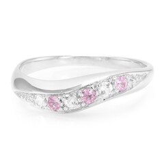Bague en argent et Saphir rose de Ceylan