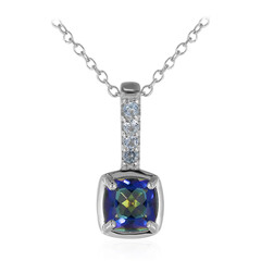 Collier en argent et Quartz mystique bleu