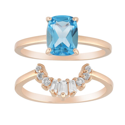 Bague en argent et Topaze bleu Suisse