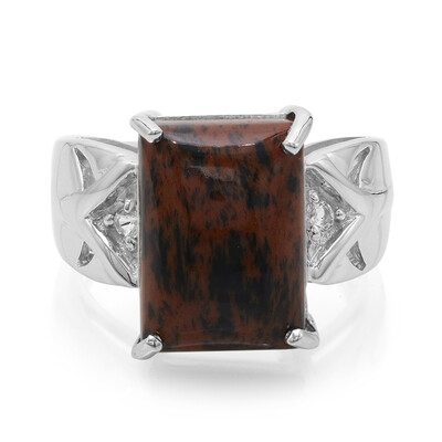 Bague en argent et Obsidienne acajou