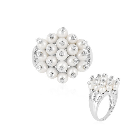 Bague en argent et Perle blanche de culture d'eau douce (de Melo)