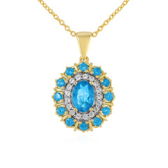 Collier en argent et Apatite bleu néon