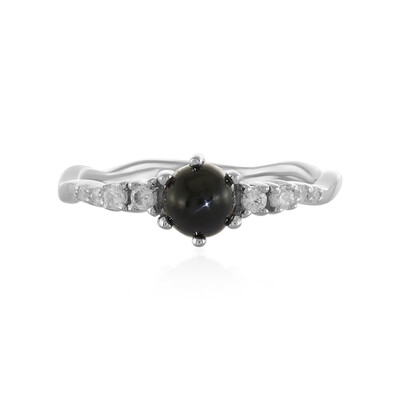 Bague en argent et Diopside étoilé d'Inde