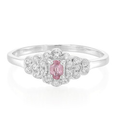 Bague en argent et Saphir rose de Ceylan