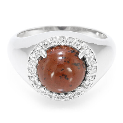 Bague en argent et Obsidienne acajou