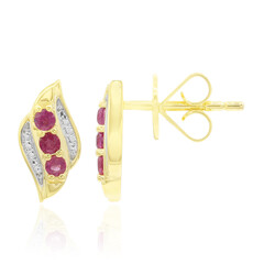 Boucles d'oreilles en or et Béryl rouge