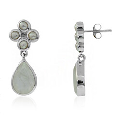 Boucles d'oreilles en argent et Labradorite blanche