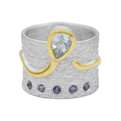 Bague en argent et Topaze bleu ciel