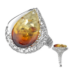 Bague en argent et Ambre de la Baltique Lever du soleil