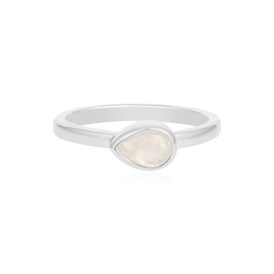 Bague en argent et Pierre de Lune arc-en-ciel