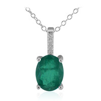 Collier en argent et Quartz vert forêt