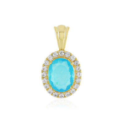 Pendentif en argent et Opale bleue d'Éthiopie