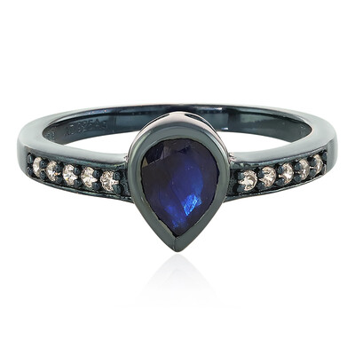 Bague en argent et Saphir bleu de Madagascar