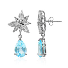 Boucles d'oreilles en argent et Topaze bleu ciel