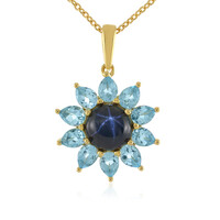 Collier en argent et Saphir étoilé bleu