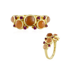 Bague en argent et Pierre de lune chocolat (KM by Juwelo)