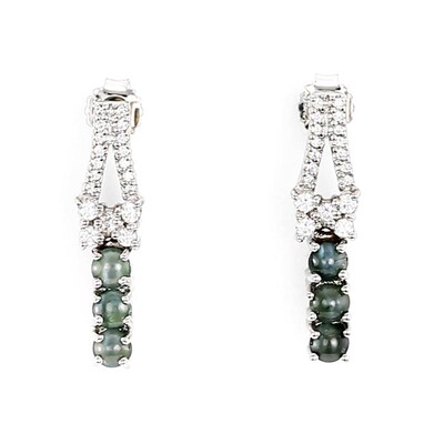 Boucles d'oreilles en argent et Alexandrite œil-de-chat