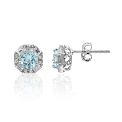 Boucles d'oreilles en argent et Topaze bleu ciel